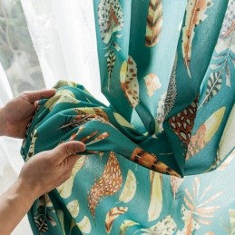 Polykatoenen Gordijn Op Maat Gemaakt Gordijn Met Veerprint Amerikaanse Semi-Verduisterende Gordijnen