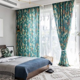 Polykatoenen Gordijn Op Maat Gemaakt Gordijn Met Veerprint Amerikaanse Semi-Verduisterende Gordijnen