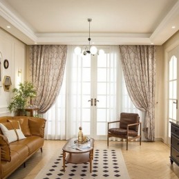 Polykatoenen Bedrukte Gordijnen Met Amerikaans Vintage Patroon En Verduisterende Werking