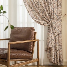 Polykatoenen Bedrukte Gordijnen Met Amerikaans Vintage Patroon En Verduisterende Werking