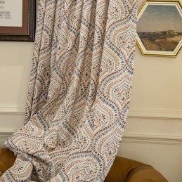 Polykatoenen Bedrukte Gordijnen Met Amerikaans Vintage Patroon En Verduisterende Werking