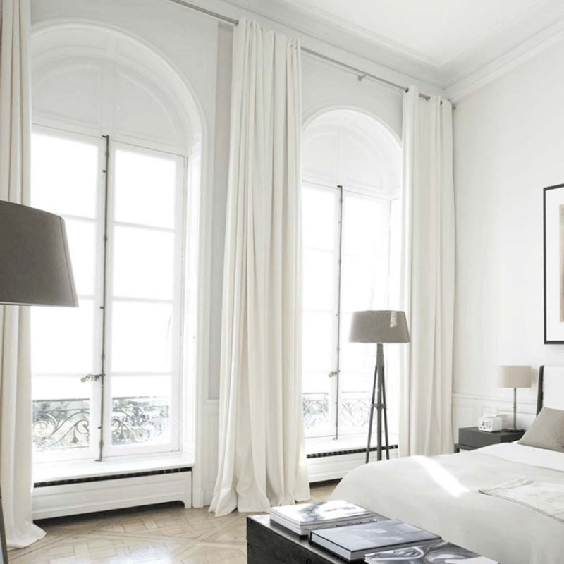 Eenvoudig Semi-Verduisterend Gordijn Op Maat Gemaakt Gordijn Wit Effen Kleur Woonkamer