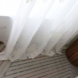 Ademende Transparante Gordijnen Op Maat Gemaakt Wit All-Match Borduurwerk Woonkamer