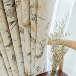 Nordic Linnen Verduisteringsgordijn Op Maat Gemaakt Gordijn Met Plantenprint Voor Woonkamer/Slaapkamer