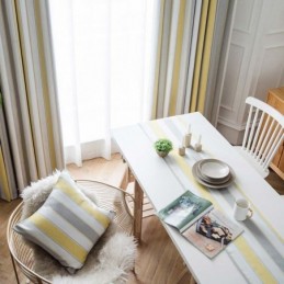 Nordic Modern Jacquard Gordijn Op Maat Gemaakt Gordijn Contrasterende Strepen Woonkamer Slaapkamer Studeerkamer Stof