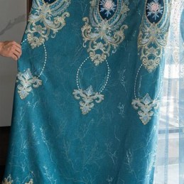 Verduisteringsgordijn Op Maat Gemaakt Gordijn Met Europees Bloemenborduurwerk Voor Woonkamer/Slaapkamer