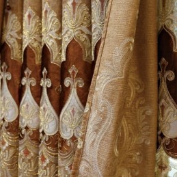 Chenille Verduisteringsgordijn Op Maat Gemaakt Gordijn Europees Bloemenborduurwerk Voor Woonkamer/Slaapkamer