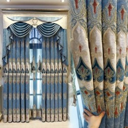 Chenille Verduisteringsgordijn Op Maat Gemaakt Gordijn Europees Bloemenborduurwerk Voor Woonkamer/Slaapkamer