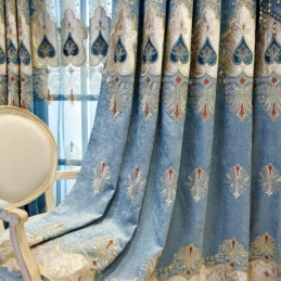 Chenille Verduisteringsgordijn Op Maat Gemaakt Gordijn Europees Bloemenborduurwerk Voor Woonkamer/Slaapkamer