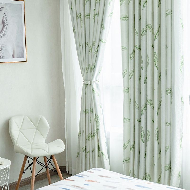 Verduisterende Gordijnen Met Nordic Feather-Print Voor Woonkamer En Slaapkamer