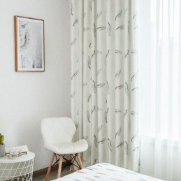 Verduisterende Gordijnen Met Nordic Feather-Print Voor Woonkamer En Slaapkamer