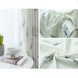 Verduisterende Gordijnen Met Nordic Feather-Print Voor Woonkamer En Slaapkamer