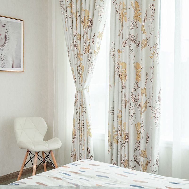 Verduisteringsgordijn Met Nordic Print En Bladeren, Op Maat Gemaakt Voor Woonkamer En Slaapkamer