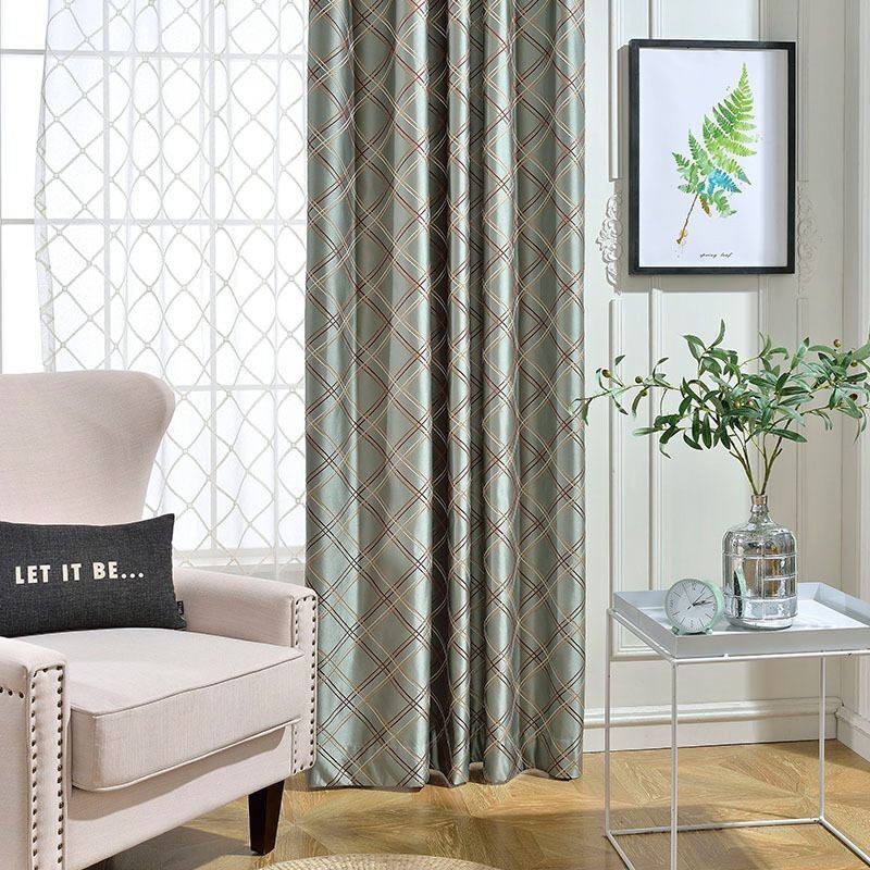 Nordic Verduisteringsgordijn Op Maat Gemaakt Gordijn Rhombus Jacquard Voor Woonkamer Slaapkamer