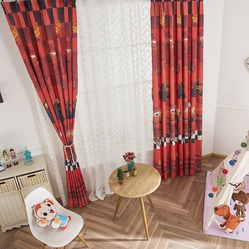 Katoenen Verduisteringsgordijnen In Kinderstijl Met Cartoonautoprint
