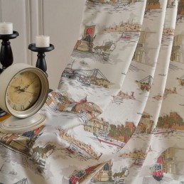 Nordic Linnen Verduisteringsgordijnen Met Urban Print Voor Woonkamer/Slaapkamer