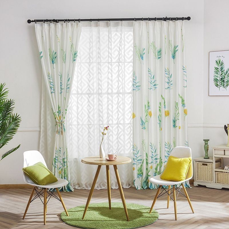 Nordic Verduisteringsgordijn Op Maat Gemaakt Gordijn Met Bedrukte Bladeren Voor Woonkamer Slaapkamer