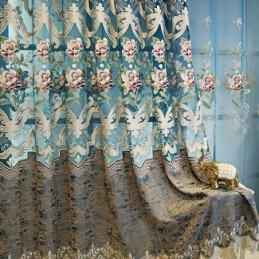 Europese Luxe Gordijnen Op Maat Gemaakt Gordijn Elegant Bloemmotief Borduurwerk Voor Woonkamer
