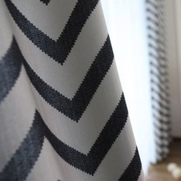 Luxe Jacquard Gordijnen Golvend Gestreept Verduisterend Voor Woonkamer