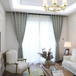 Luxe Jacquard Gordijnen Golvend Gestreept Verduisterend Voor Woonkamer