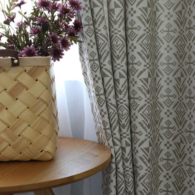 Luxe Jacquard Gordijnen Geometrische Verduistering Voor Woonkamer