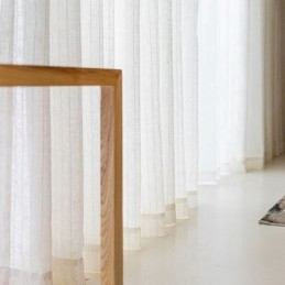 Gestreepte Jacquard-Transparante Gordijnen, Effen Voile Tule Voor De Woonkamer