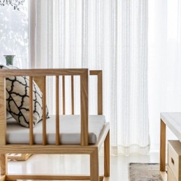 Gestreepte Jacquard-Transparante Gordijnen, Effen Voile Tule Voor De Woonkamer