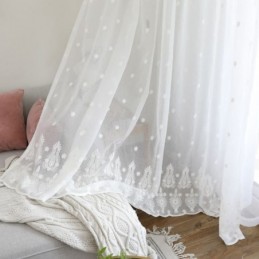 Ademende Transparante Gordijnen Op Maat Gemaakt Wit All-Match Borduurwerk Woonkamer