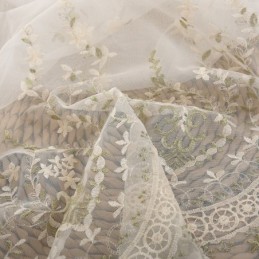 Decoratief Gordijn Op Maat Gemaakt Met Tule, Geborduurd Met Planten, Woonkamer En Slaapkamer