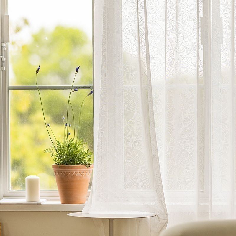 Moderne Witte Transparante Gordijnen Met Bladtule Voor Woonkamer En Slaapkamer