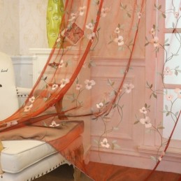 Pastorale Stijl Transparante Gordijn Op Maat Gemaakt Gordijn Frisse Ventilatie Borduurwerk Woonkamer