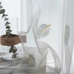 Nordic Simple Sheer Gordijn Op Maat Gemaakt Gordijn Landelijke Bladeren Witte Borduurwerk Slaapkamer Woonkamer Stof