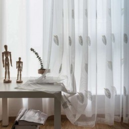 Nordic Simple Sheer Gordijn Op Maat Gemaakt Gordijn Landelijke Bladeren Witte Borduurwerk Slaapkamer Woonkamer Stof