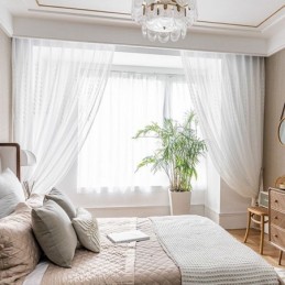 Europese Geborduurde Transparante Gordijnen Voile Paneelgordijn Voor Woonkamer Slaapkamer