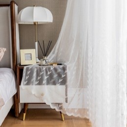 Europese Geborduurde Transparante Gordijnen Voile Paneelgordijn Voor Woonkamer Slaapkamer