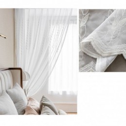 Europese Geborduurde Transparante Gordijnen Voile Paneelgordijn Voor Woonkamer Slaapkamer
