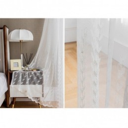 Europese Geborduurde Transparante Gordijnen Voile Paneelgordijn Voor Woonkamer Slaapkamer