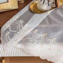 Tule Gordijnen Met Bloemen, Witte Voile, Transparant Voor De Woonkamer