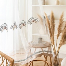 Geborduurde Doorschijnende Tule Gordijnen Elegante Gordijnen Cortinas Voor De Woonkamer