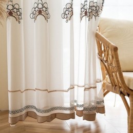 Geborduurde Doorschijnende Tule Gordijnen Elegante Gordijnen Cortinas Voor De Woonkamer