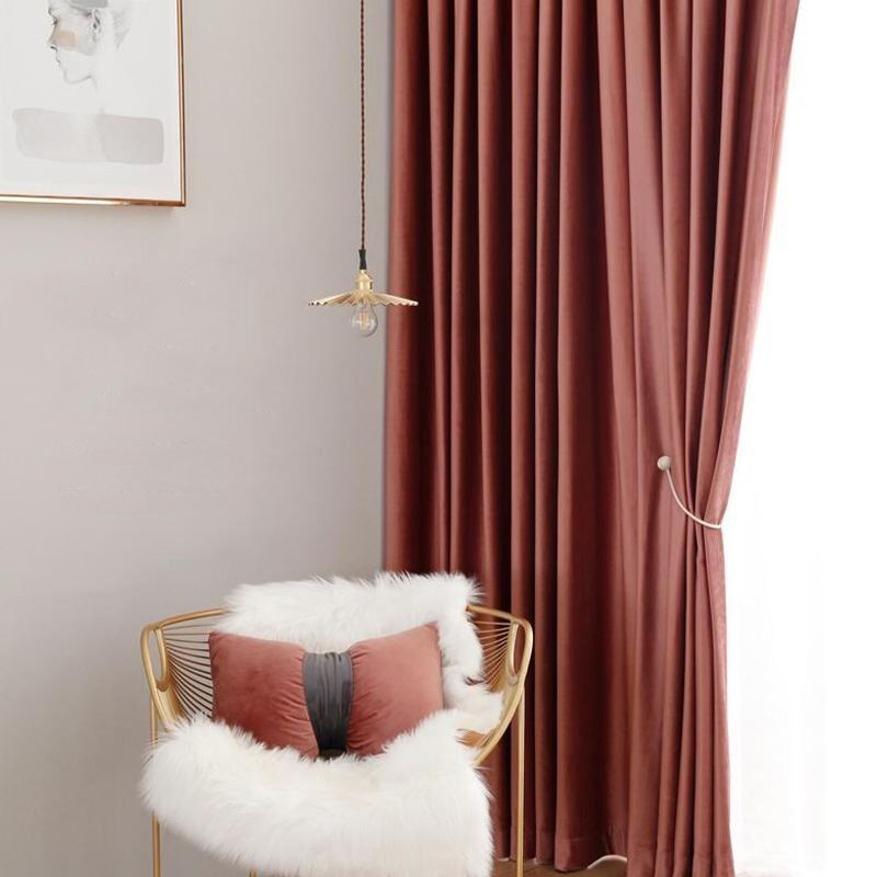 Minimalistisch Rood Flanellen Verduisteringsgordijn Op Maat Gemaakt Gordijn Effen Stof Woonkamer Slaapkamer