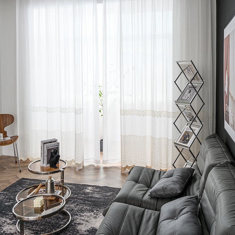 Geborduurde Doorschijnende Tule Gordijnen, Transparante Gordijnen En Cortinas Voor De Woonkamer