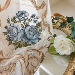 Bloemengordijn Op Maat Gemaakt, Geborduurd Met Tule Voor De Woonkamer