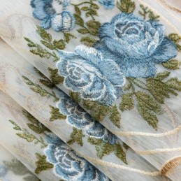 Bloemengordijn Op Maat Gemaakt, Geborduurd Met Tule Voor De Woonkamer