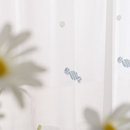 Decoratieve Transparante Gordijnen Op Maat Gemaakt, Geborduurd Met Tule En Snoepmotief Voor De Slaapkamer