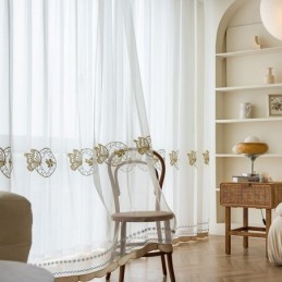 Geborduurde Doorschijnende Tule Gordijnen, Vlindervoile Gordijn, Op Maat Gemaakt Gordijn Voor De Woonkamer