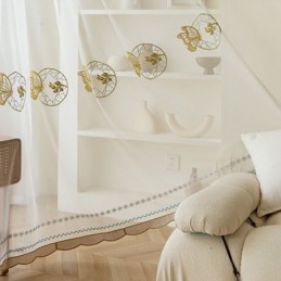 Geborduurde Doorschijnende Tule Gordijnen, Vlindervoile Gordijn, Op Maat Gemaakt Gordijn Voor De Woonkamer