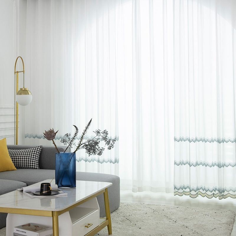 Transparante Gordijnen Op Maat Gemaakt, Bladgeborduurde Tule Gordijnen Voor De Slaapkamer