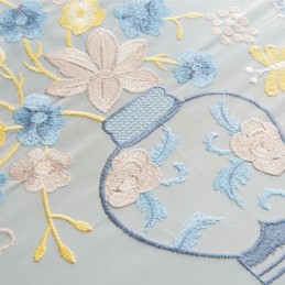 Geborduurde Doorschijnende Tule Gordijnen, Bloemen Voile Gordijn, Op Maat Gemaakt Gordijn Voor De Woonkamer