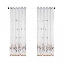 Geborduurde Doorschijnende Tule Gordijnen, Bloemen Voile Gordijn, Op Maat Gemaakt Gordijn Voor De Woonkamer